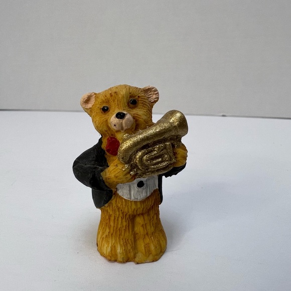 SET OF 6 RESIN TEDDY BEAR BAND FIGURINES WITH INSTRUMENTS 2" TALL EACH *EUC VTG* - Picture 9 of 11